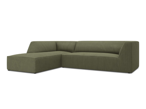 Micadoni linker hoekbank Ruby 4-zits, ribfluwelen, groente - 180x273x69cm