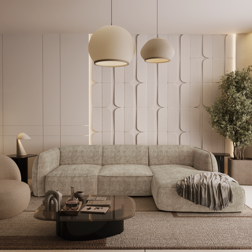 Sia Home - Rechte hoekbanken LIVIA - Fluweel weefsel - Mol - 272cm - vtwonen shop