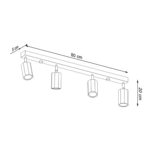 Sollux Lighting Plafondlamp ZEKE 4 eik - 80x5x20cm