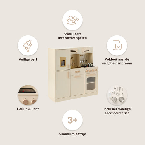 Petite Amélie Houten speelkeuken XL Noisette - Met 7-delige accessoires | Beige - vtwonen shop