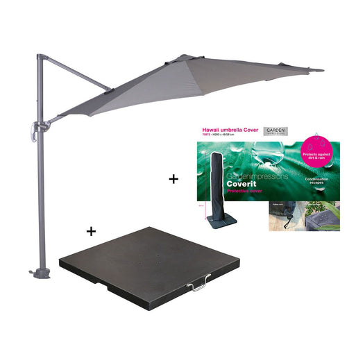 Garden Impressions zweefparasol Hawaii S d. grijs Ø300 cm incl 60 kg voet en hoes - vtwonen shop