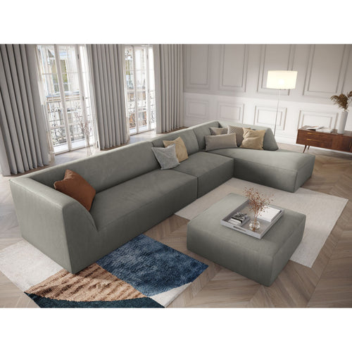 Cosmopolitan Design - Modulaire hoekbank rechts Siena 5-zits, ribfluwelen lichtgrijs - 180x366x69cm