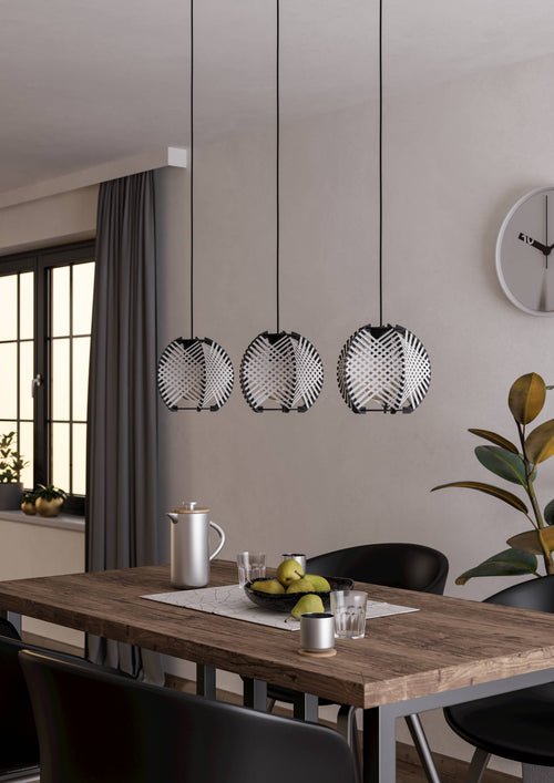 EGLO hanglamp Waverton - e27 - 92 cm - zwart/wit - textiel - vtwonen shop