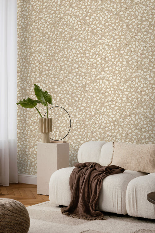 Borastapeter behang bladeren beige - 53 cm x 10.05 m - 660558