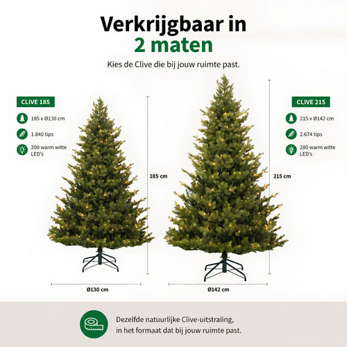 Black Box Trees Clive Kunstkerstboom met Verlichting - Kerstboom Led met 200 Warm Witte LED-lampjes - Scharnierconstructie voor Snelle Montage - H185