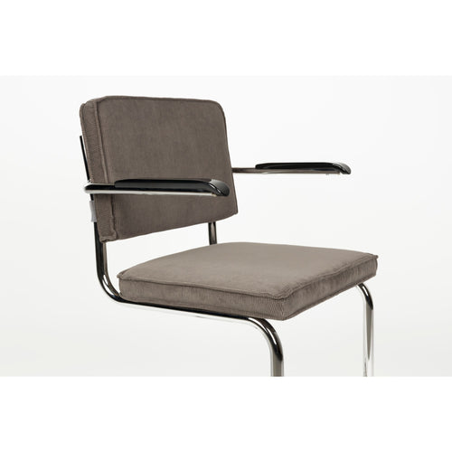 Zuiver Ridge Rib Eetkamerstoelen armleuning Grijs - Set van 2 - vtwonen shop