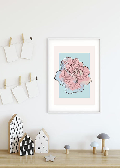Komar poster roos roze en blauw - 30 x 40 cm - 610101