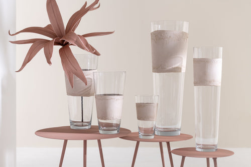 J-Line vaas Delph - glas - transparant/beige - small - 35 cm hoog