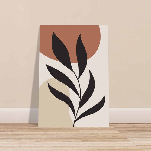 Artfulprints Poster met Lijst Boho - Abstract leaf   - 30x40 cm - Terracotta