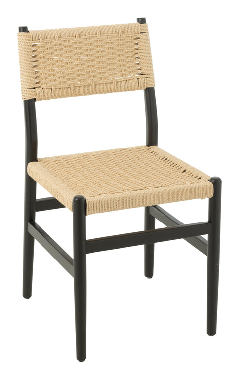 J-Line stoel Lap - beukenhout/touw - zwart