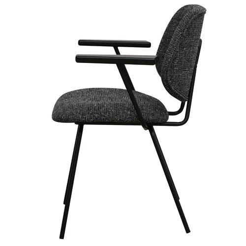 Furnhouse eetkamerstoelen armleuning Sofia - Zwart - Stof (Bouclé) - Set van 6