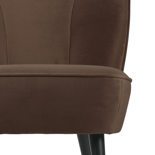 WOOOD fauteuil Sara - Velvet - Donkerbruin - 71x59x70