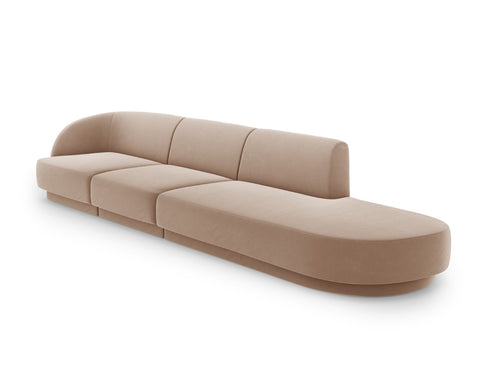 Micadoni Rechte bank Miley 4-zits, flueel, cappuccino - 90x323x70cm