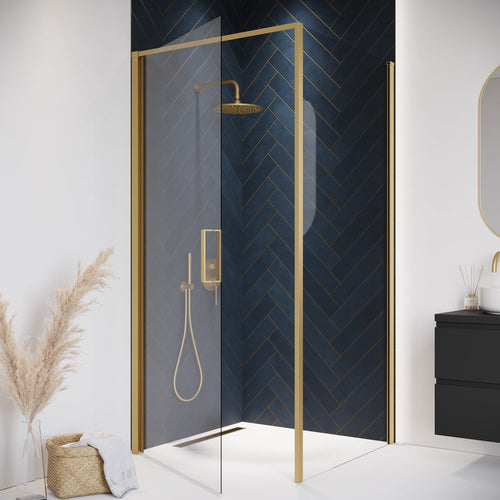 Badplaats Douchecabine Alava 80 x 80 x 190 cm – Goud – Douchewand met Draaideur