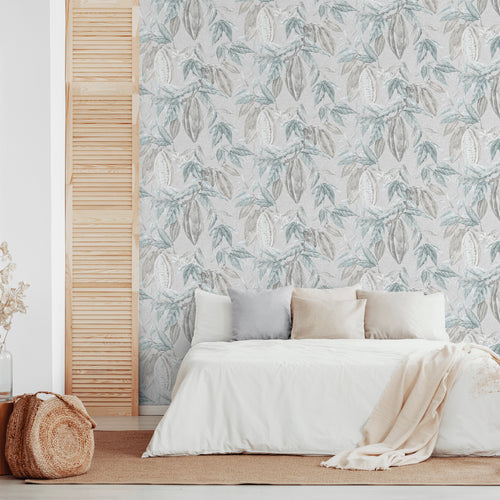 Sanders & Sanders behang bladeren vergrijsd blauw - 53 cm x 10 m - 640218 - vtwonen shop