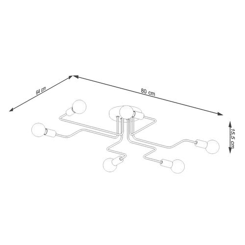 Sollux Lighting Kroonluchter VECTOR 6 zwart - 80x64x15,5cm