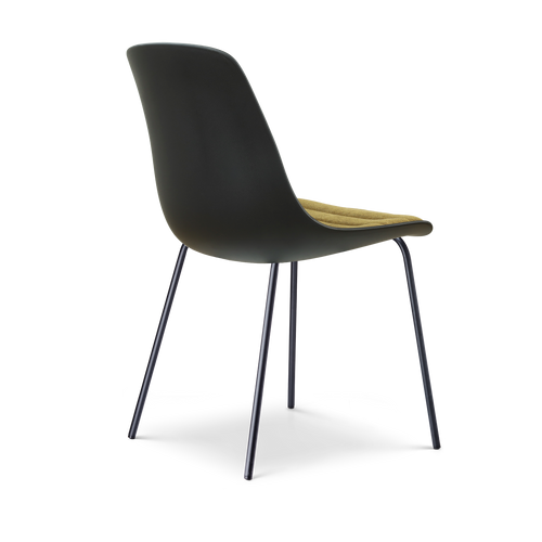 Nolon Nora-Liv eetkamerstoel zwart met mosgroen zitkussen - zwart onderstel - vtwonen shop