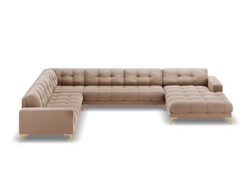 Cosmopolitan Design Panoramische hoekbank links Bali 7-zits, flueel, beige - 256x327x75cm