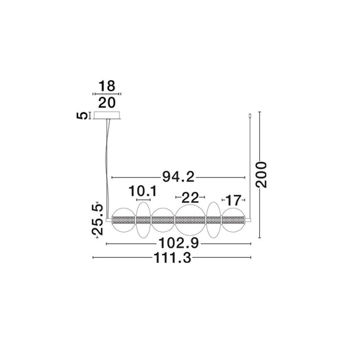 Nova Luce NAVI Hanglamp voor aan het plafond, messing goud, rookgrijs, Triac dimbare LED 29W 3472lm 3000K