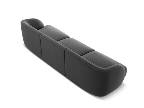 Micadoni Bank Miley 3-zits, flueel, grijs - 90x255x70cm