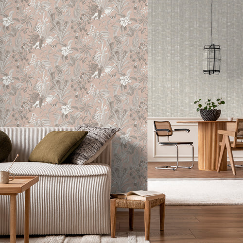 Sanders & Sanders behang tropische bladeren en bloemen grijs roze - 53 cm x 10 m - 640245 - vtwonen shop