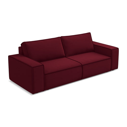LaMiaSofa 3-zits slaapbank Livorno - velours - bourgondië - 255x105x85