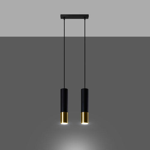 Sollux Lighting Hanglamp LOOPEZ 2 zwart/goud - 30x6x90cm