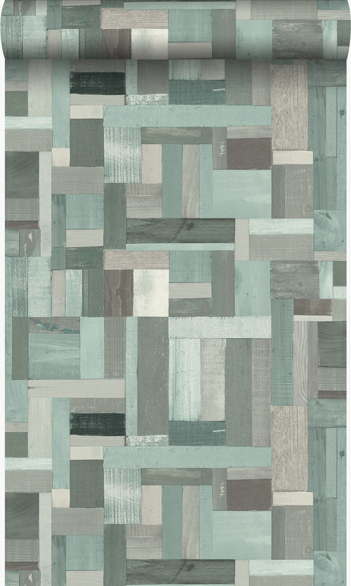 Origin Wallcoverings behang sloophout motief vergrijsd groen - 53 cm x 10,05 m - 337225 - vtwonen shop