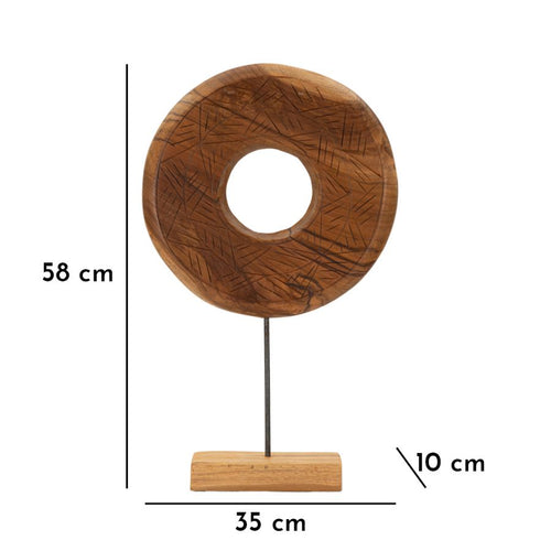 Ronde houten sculptuur 35x10x58 cm