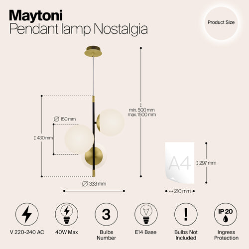 Maytoni - Hanglamp Nostalgia - Goud - Ø33,3 - vtwonen shop