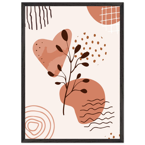 Artfulprints Poster met Lijst Boho – Nature swirl   - 50x70 cm - Bruin