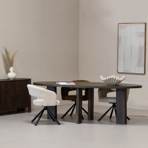 Giga Meubel Eettafel Sydney - Ovaal - Donkerbruin - Mangohout - 300cm