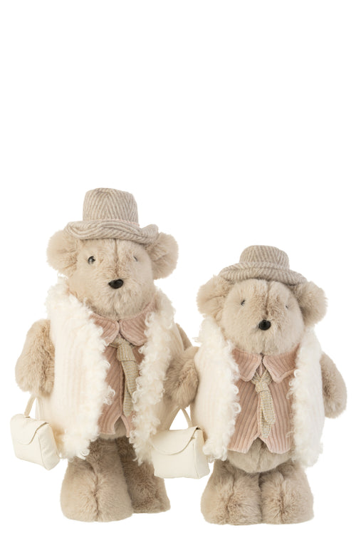 J-Line figuur Beer Das Tas - textiel - beige - large