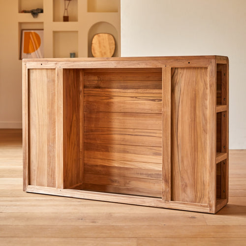 Tikamoon Hoofdbord met opbergruimte voor kinderkamer van massief teakhout 120 cm - Naturel - vtwonen shop