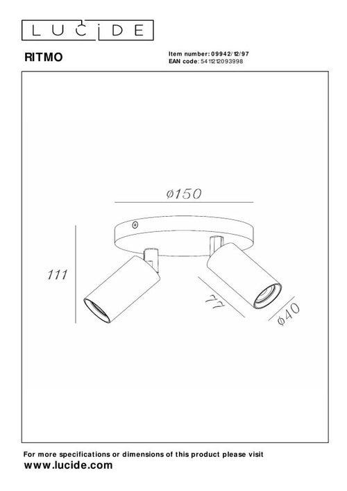 Lucide plafondspot RITMO - 2xGU10 (MR11) - Koffie - vtwonen shop