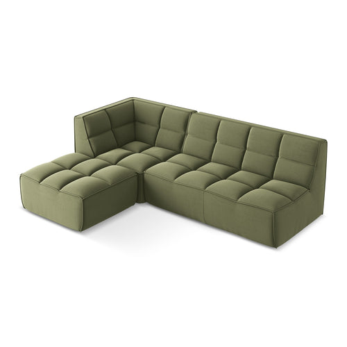 LaMiaSofa Modulaire hoekbank rechts Belluno - velours - olijf - 258x178x75