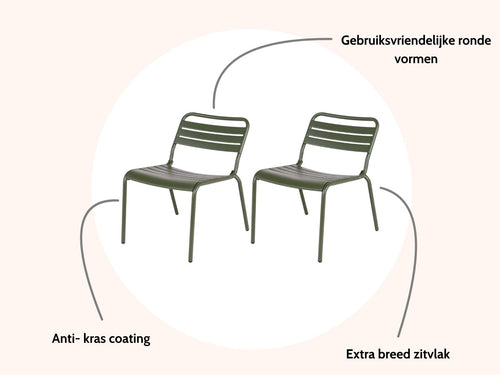 MaximaVida metalen loungestoel Max XXL olijfgroen - doos per 2 stuks