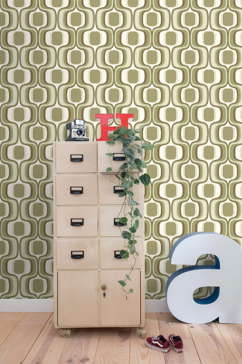 ESTAhome behang retro ornamenten groen - 50 x 900 cm - 131586 - vtwonen shop