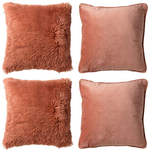 Dutch Decor - KUSSENSET - 4-delig Fluffy & Velvet - 45x45 cm - inclusief binnenkussens - roze - vtwonen shop