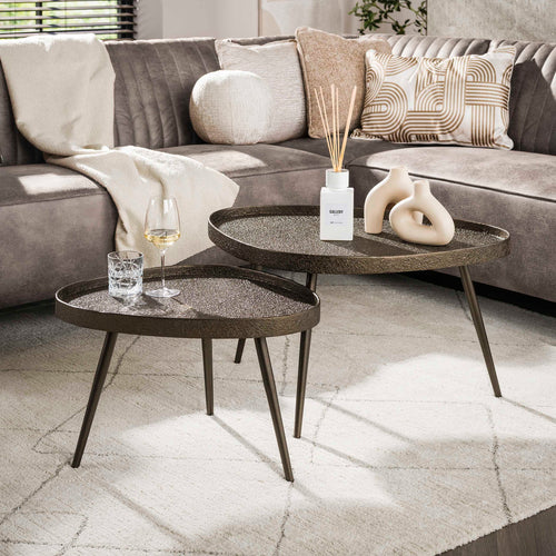 Giga Living Salontafel Contour - Driehoekig Brons Metaal - Set Van 2