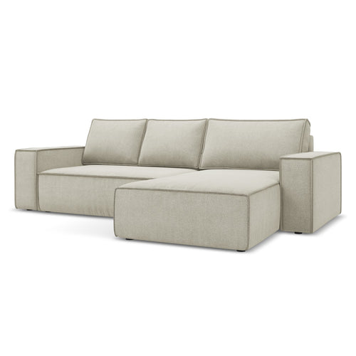 LaMiaSofa hoekbank rechts Livorno - textuurstof - lichtbeige - 290x185x82