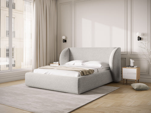 Micadoni Opbergbed met hoofdeinde Miley 140x200cm, chenille, lichtgrijs - 230x187x100cm