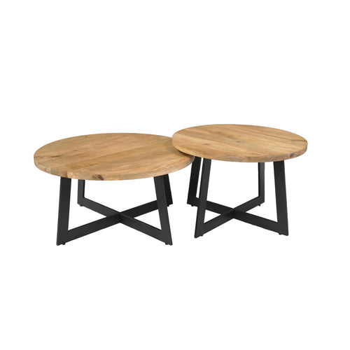 Starfurn Salontafel Atlanta - Rond Naturel Hout - Set van 2