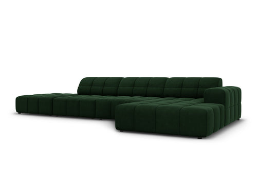 Cosmopolitan Design rechter hoekbank Chicago 5-zits, flueel flessengroen - 167x348x78cm