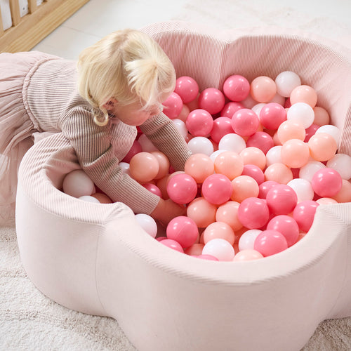 Petite Amélie Ballenbak Bloem - 90x30 cm-  Ballenbad incl. 200 ballen - Roze corduroy - vtwonen shop