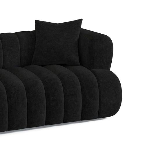 Sia Home - Rechte bank ROSS - Fluweel - Zwart - 225cm