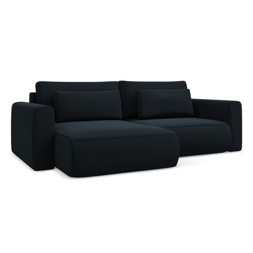 LaMiaSofa hoekbank links Perugia - velours - koningsblauw - 240x149x82