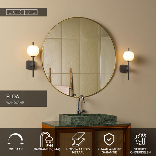 Lucide wandlamp badkamer ELDA - 1xG9 - Zwart