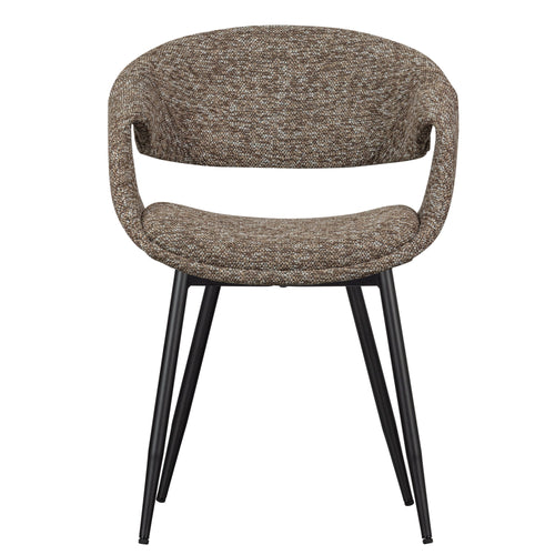 WOOOD eetkamerstoelen metalen zwarte poot Yossi - Bruin - Set van 2