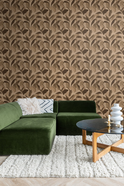 Origin Wallcoverings behang tropische bladeren bruin - 50 x 900 cm - 348064